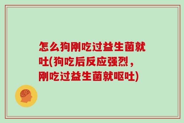 怎么狗刚吃过益生菌就吐(狗吃后反应强烈，刚吃过益生菌就)