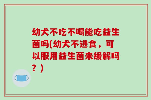 幼犬不吃不喝能吃益生菌吗(幼犬不进食，可以服用益生菌来缓解吗？)