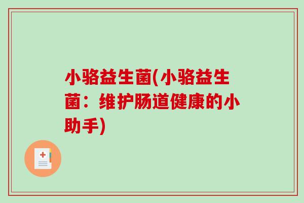 小骆益生菌(小骆益生菌：维护肠道健康的小助手)