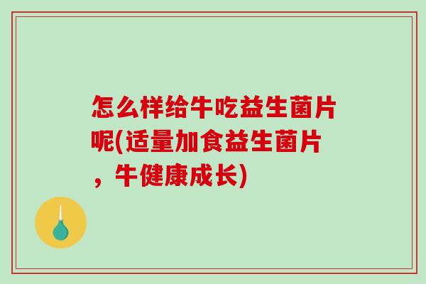 怎么样给牛吃益生菌片呢(适量加食益生菌片,牛健康成长) 怎么样给牛吃益生菌片呢(适量加食益生菌片,牛健康成长)