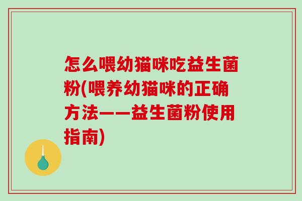 怎么喂幼猫咪吃益生菌粉(喂养幼猫咪的正确方法——益生菌粉使用指南)