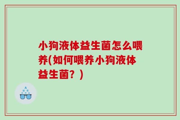 小狗液体益生菌怎么喂养(如何喂养小狗液体益生菌？)