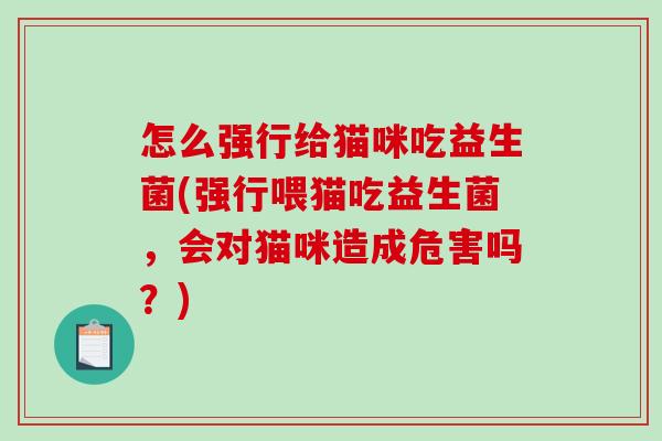 怎么强行给猫咪吃益生菌(强行喂猫吃益生菌,会对猫咪造成危害吗?) 怎么强行给猫咪吃益生菌(强行喂猫吃益生菌,会对猫咪造成危害吗?)