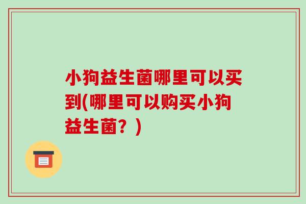 小狗益生菌哪里可以买到(哪里可以购买小狗益生菌？)