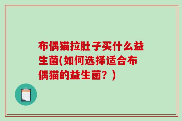 布偶猫拉肚子买什么益生菌(如何选择适合布偶猫的益生菌？)