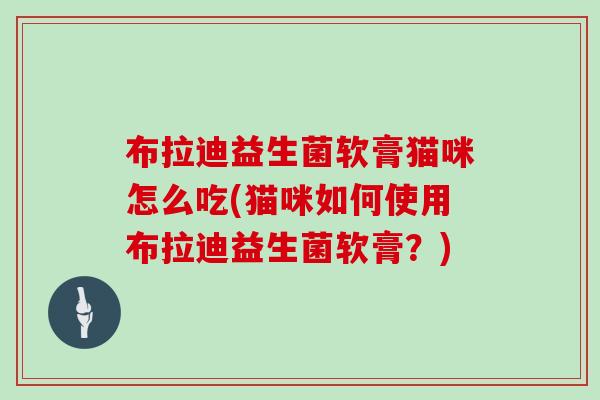布拉迪益生菌软膏猫咪怎么吃(猫咪如何使用布拉迪益生菌软膏？)