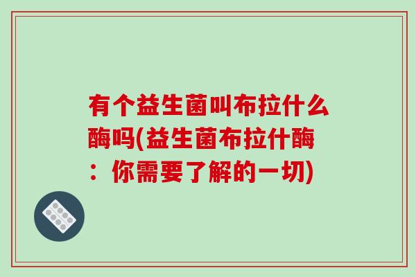 有个益生菌叫布拉什么酶吗(益生菌布拉什酶：你需要了解的一切)