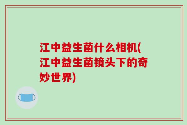江中益生菌什么相机(江中益生菌镜头下的奇妙世界)