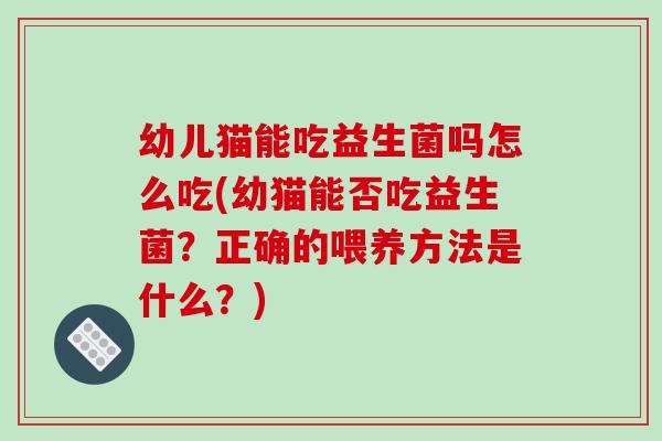 幼儿猫能吃益生菌吗怎么吃(幼猫能否吃益生菌？正确的喂养方法是什么？)