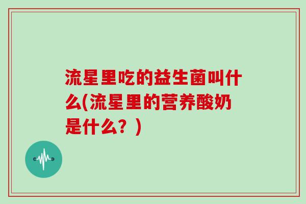 流星里吃的益生菌叫什么(流星里的营养酸奶是什么？)