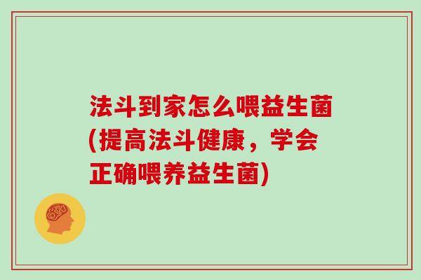 法斗到家怎么喂益生菌(提高法斗健康，学会正确喂养益生菌)