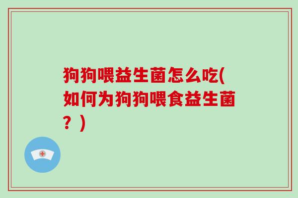狗狗喂益生菌怎么吃(如何为狗狗喂食益生菌？)