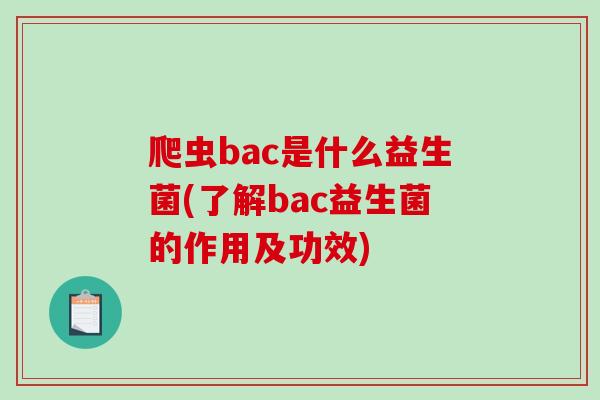 爬虫bac是什么益生菌(了解bac益生菌的作用及功效)