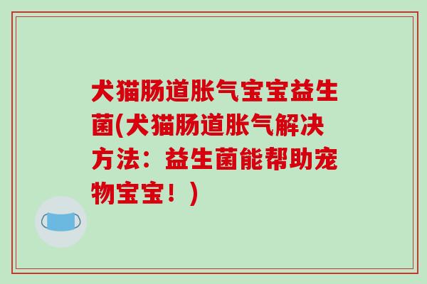 犬猫肠道胀气宝宝益生菌(犬猫肠道胀气解决方法：益生菌能帮助宠物宝宝！)
