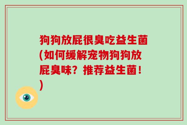 狗狗放屁很臭吃益生菌(如何缓解宠物狗狗放屁臭味？推荐益生菌！)