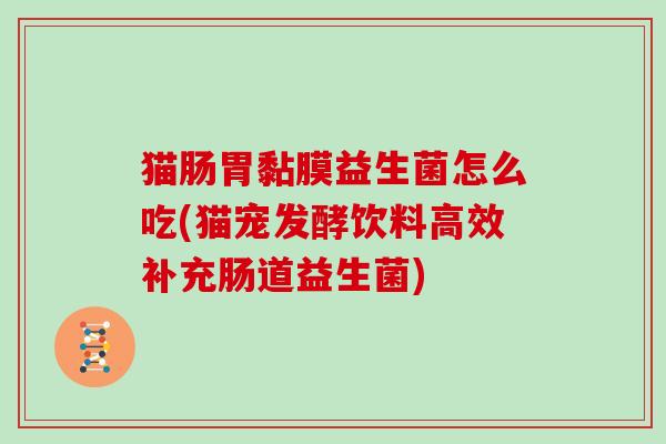 猫肠胃黏膜益生菌怎么吃(猫宠发酵饮料高效补充肠道益生菌)