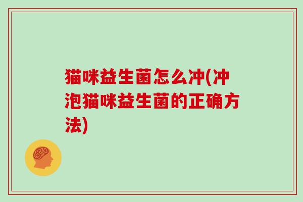猫咪益生菌怎么冲(冲泡猫咪益生菌的正确方法)