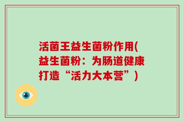 活菌王益生菌粉作用(益生菌粉：为肠道健康打造“活力大本营”)