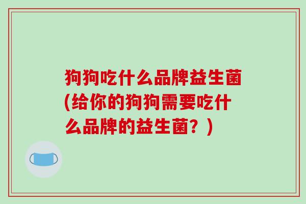 狗狗吃什么品牌益生菌(给你的狗狗需要吃什么品牌的益生菌？)