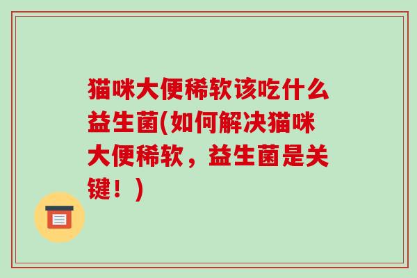 猫咪大便稀软该吃什么益生菌(如何解决猫咪大便稀软，益生菌是关键！)