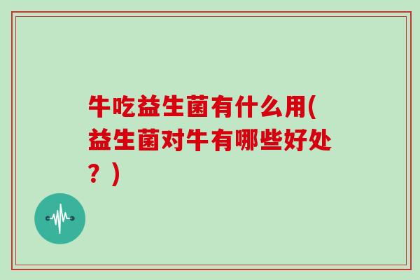 牛吃益生菌有什么用(益生菌对牛有哪些好处？)