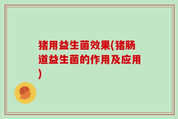 猪用益生菌效果(猪肠道益生菌的作用及应用)