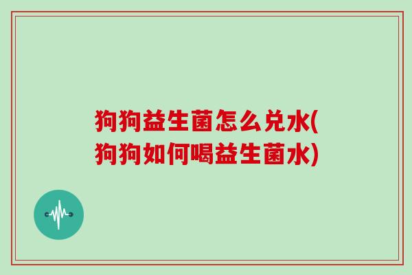 狗狗益生菌怎么兑水(狗狗如何喝益生菌水)