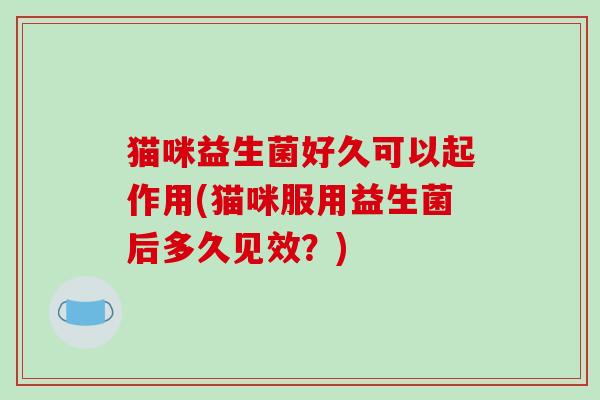 猫咪益生菌好久可以起作用(猫咪服用益生菌后多久见效？)