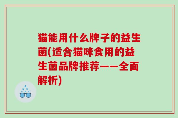 猫能用什么牌子的益生菌(适合猫咪食用的益生菌品牌推荐——全面解析)