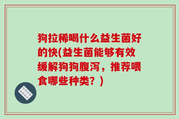 狗拉稀喝什么益生菌好的快(益生菌能够有效缓解狗狗腹泻，推荐喂食哪些种类？)