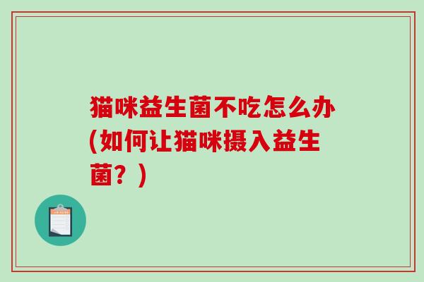 猫咪益生菌不吃怎么办(如何让猫咪摄入益生菌？)