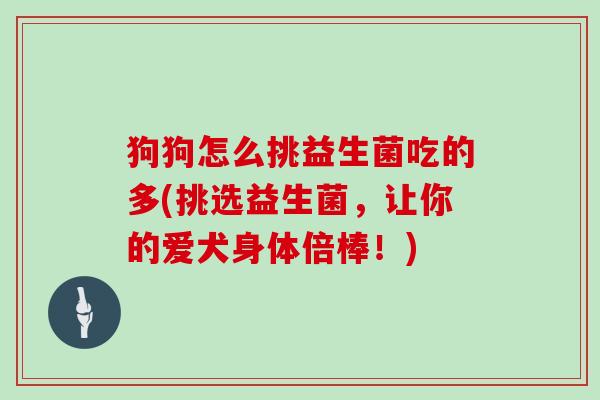 狗狗怎么挑益生菌吃的多(挑选益生菌，让你的爱犬身体倍棒！)