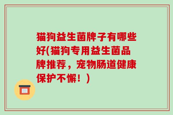 猫狗益生菌牌子有哪些好(猫狗专用益生菌品牌推荐，宠物肠道健康保护不懈！)