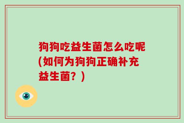 狗狗吃益生菌怎么吃呢(如何为狗狗正确补充益生菌？)