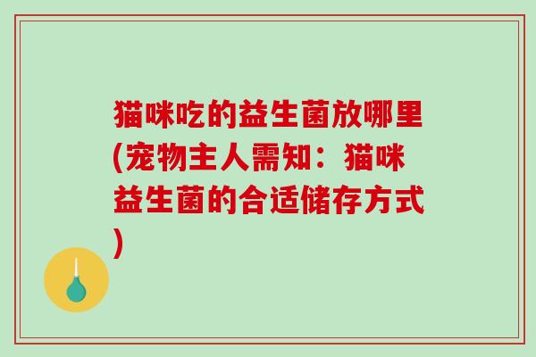 猫咪吃的益生菌放哪里(宠物主人需知：猫咪益生菌的合适储存方式)