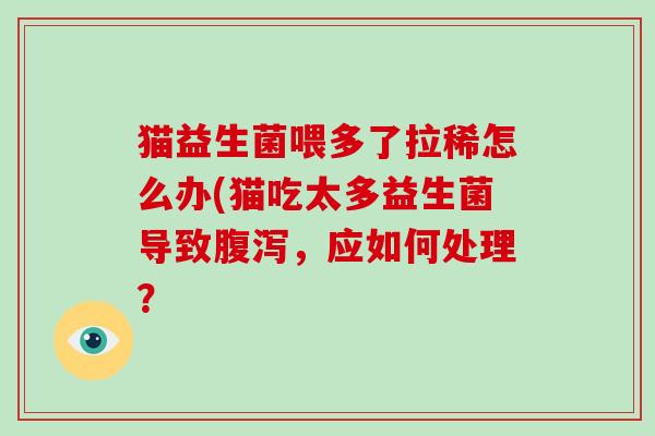 猫益生菌喂多了拉稀怎么办(猫吃太多益生菌导致腹泻，应如何处理？