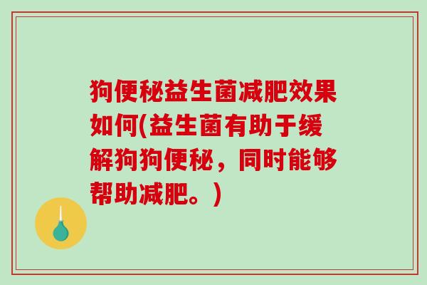 狗便秘益生菌减肥效果如何(益生菌有助于缓解狗狗便秘，同时能够帮助减肥。)