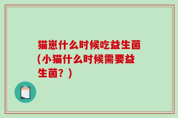 猫崽什么时候吃益生菌(小猫什么时候需要益生菌？)