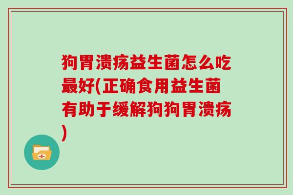 狗胃溃疡益生菌怎么吃最好(正确食用益生菌有助于缓解狗狗胃溃疡)