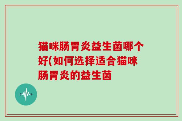 猫咪肠胃炎益生菌哪个好(如何选择适合猫咪肠胃炎的益生菌