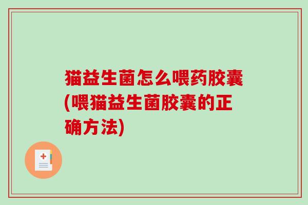 猫益生菌怎么喂药胶囊(喂猫益生菌胶囊的正确方法)