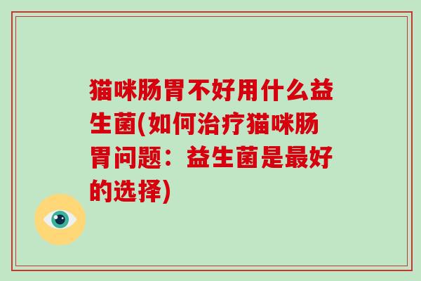 猫咪肠胃不好用什么益生菌(如何猫咪肠胃问题:益生菌是好的选择) 猫咪肠胃不好用什么益生菌(如何猫咪肠胃问题:益生菌是好的选择)