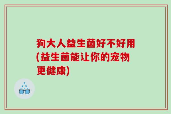 狗大人益生菌好不好用(益生菌能让你的宠物更健康)