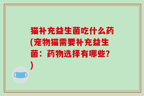 猫补充益生菌吃什么药(宠物猫需要补充益生菌：药物选择有哪些？)