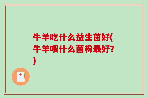 牛羊吃什么益生菌好(牛羊喂什么菌粉最好？)
