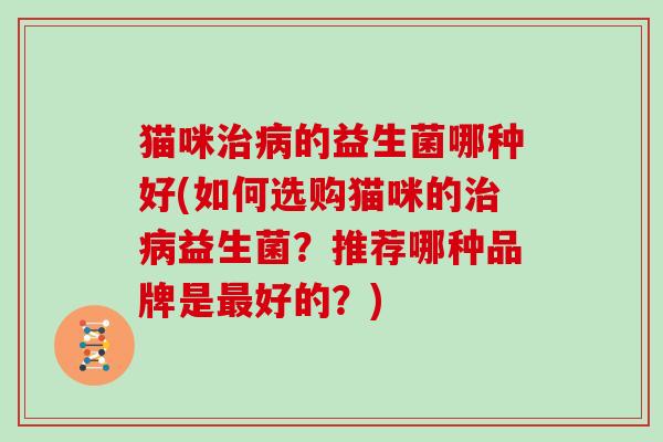 猫咪治病的益生菌哪种好(如何选购猫咪的治病益生菌？推荐哪种品牌是最好的？)