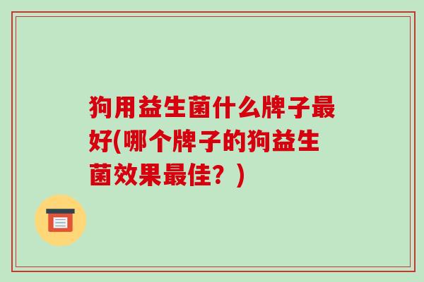 狗用益生菌什么牌子好(哪个牌子的狗益生菌效果佳？)
