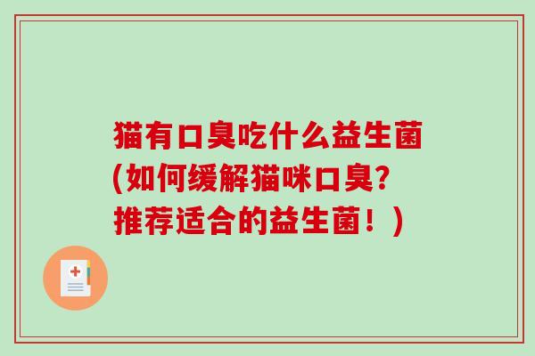 猫有口臭吃什么益生菌(如何缓解猫咪口臭？推荐适合的益生菌！)