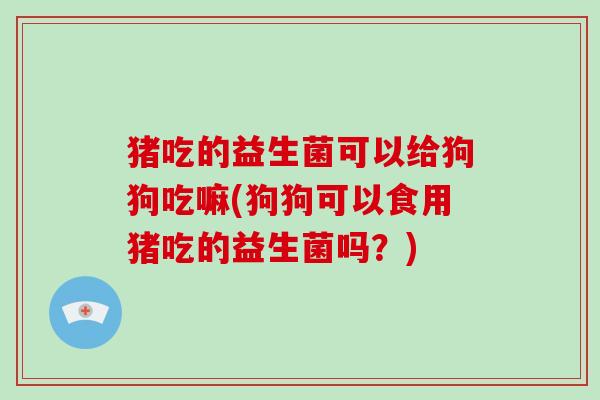 猪吃的益生菌可以给狗狗吃嘛(狗狗可以食用猪吃的益生菌吗？)