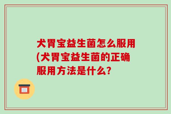 犬胃宝益生菌怎么服用(犬胃宝益生菌的正确服用方法是什么？